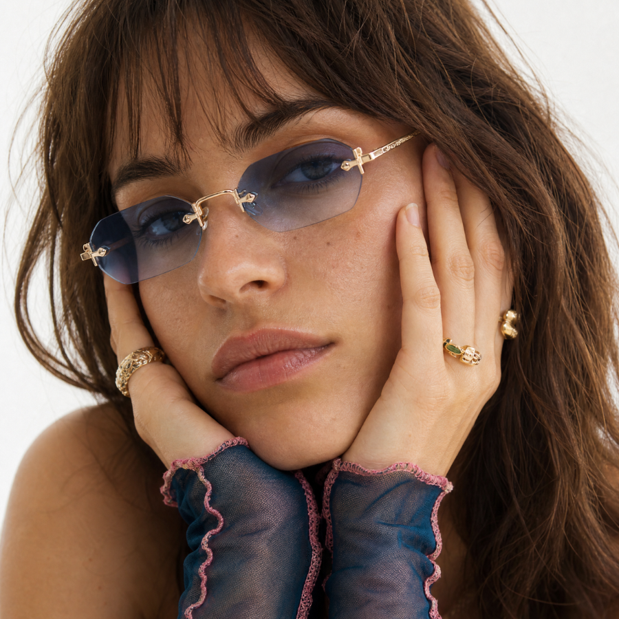 Huncho| Geometric Rimless Sunglasses