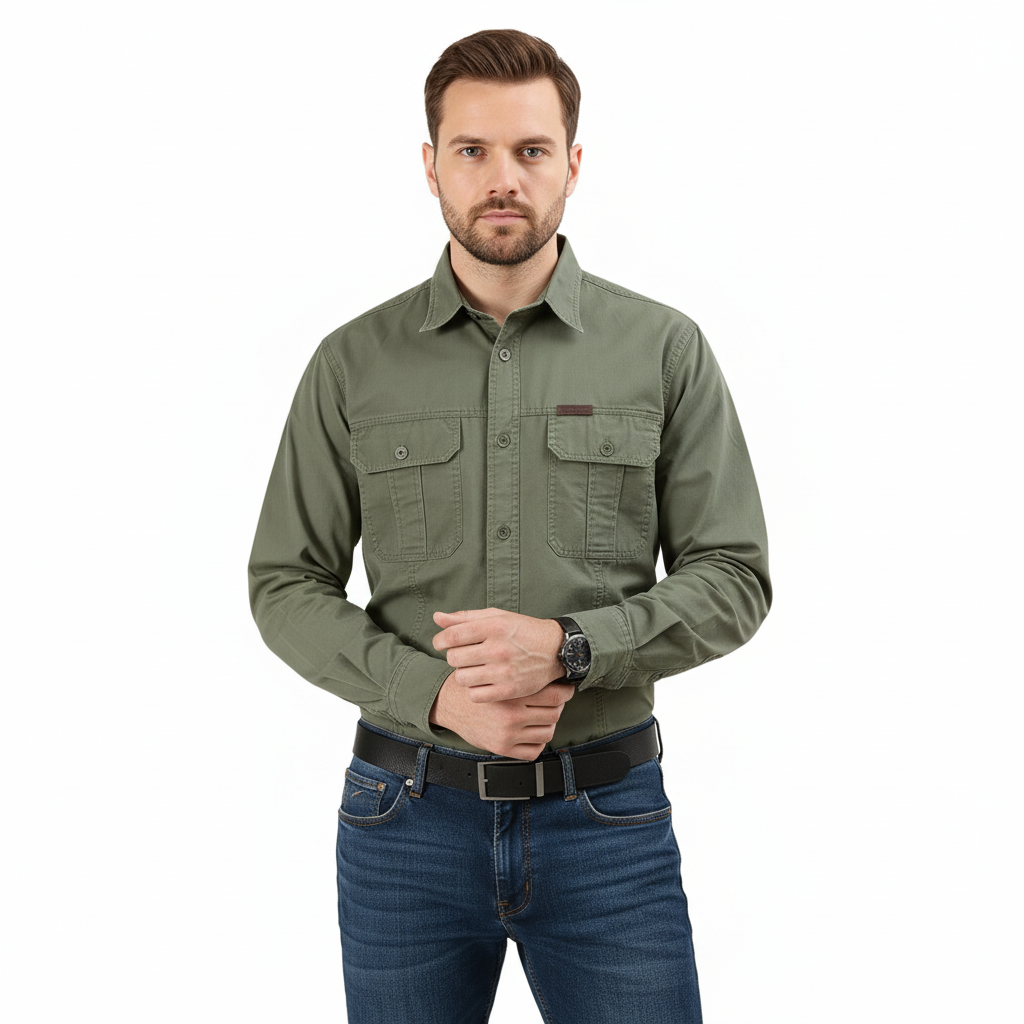 Men's Military Style Cargo Shirt